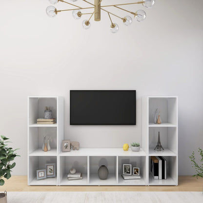 Tv Skříňky 3 Ks Bílé 107 X 35 X 37 Cm Dřevotříska