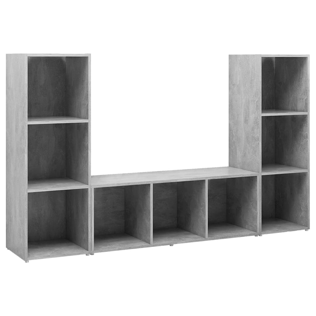 Tv Skříňky 3 Ks Betonově Šedé 107 X 35 X 37 Cm Dřevotříska