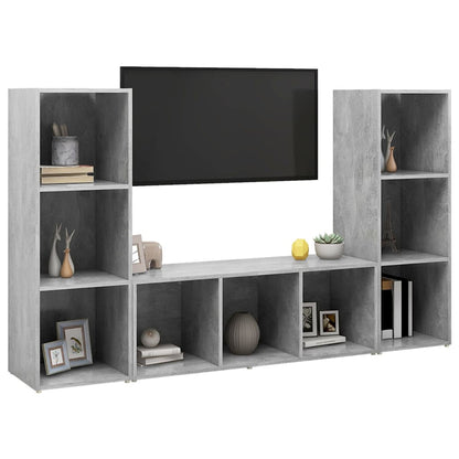 Tv Skříňky 3 Ks Betonově Šedé 107 X 35 X 37 Cm Dřevotříska