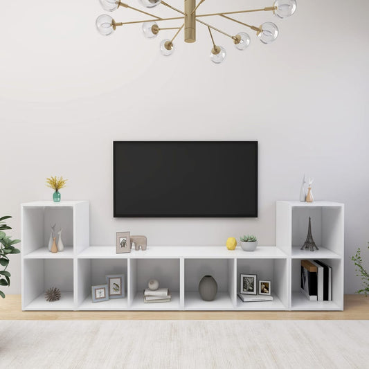 Tv Skříňky 4 Ks Bílé 72 X 35 X 36,5 Cm Kompozitní Dřevo