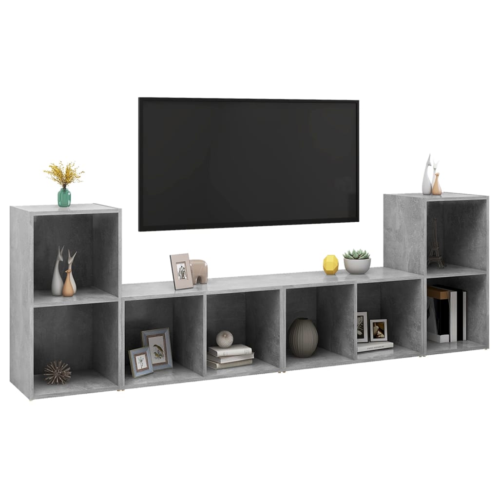 Tv Skříňky 4 Ks Betonově Šedé 72X35X36,5 Cm Kompozitní Dřevo