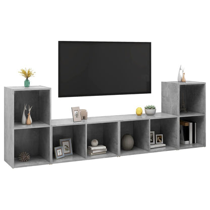 Tv Skříňky 4 Ks Betonově Šedé 72X35X36,5 Cm Kompozitní Dřevo