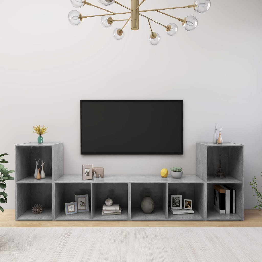 Tv Skříňky 4 Ks Betonově Šedé 72X35X36,5 Cm Kompozitní Dřevo