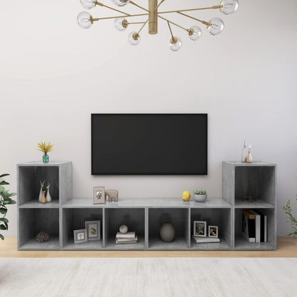 Tv Skříňky 4 Ks Betonově Šedé 72X35X36,5 Cm Kompozitní Dřevo