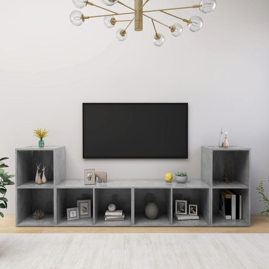 Tv Skříňky 4 Ks Betonově Šedé 72X35X36,5 Cm Kompozitní Dřevo