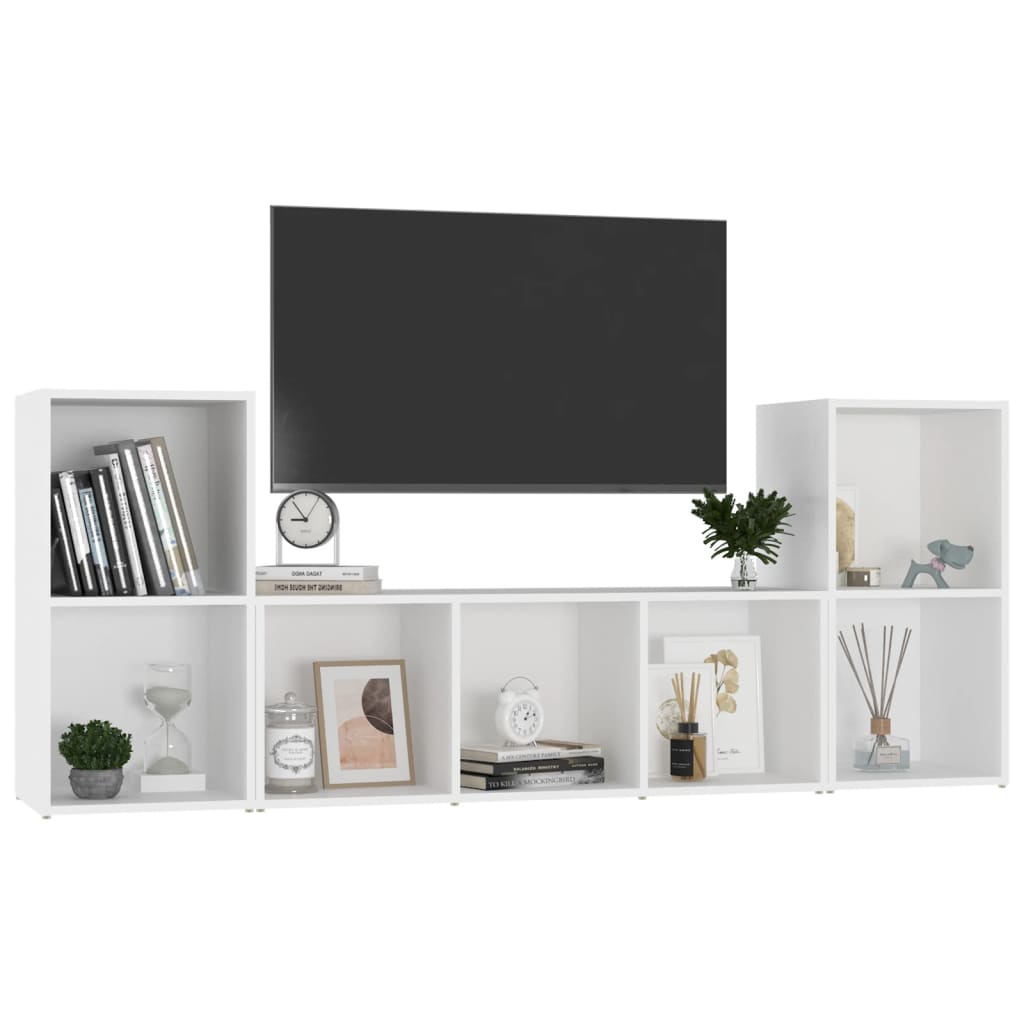 3Dílný Set Tv Skříněk Bílý Dřevotříska