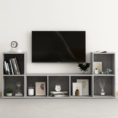 3Dílný Set Tv Skříněk Betonově Šedý Dřevotříska