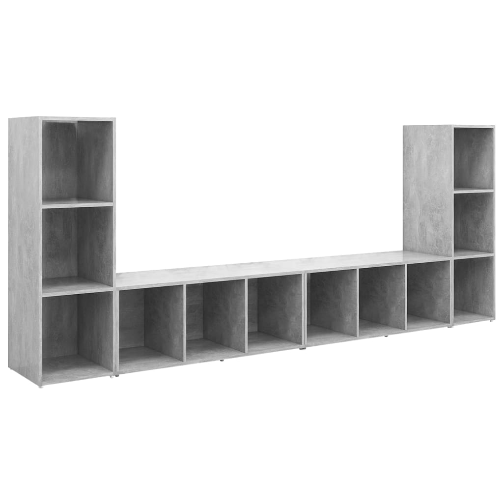 Tv Skříňky 4 Ks Betonově Šedé 107 X 35 X 37 Cm Dřevotříska