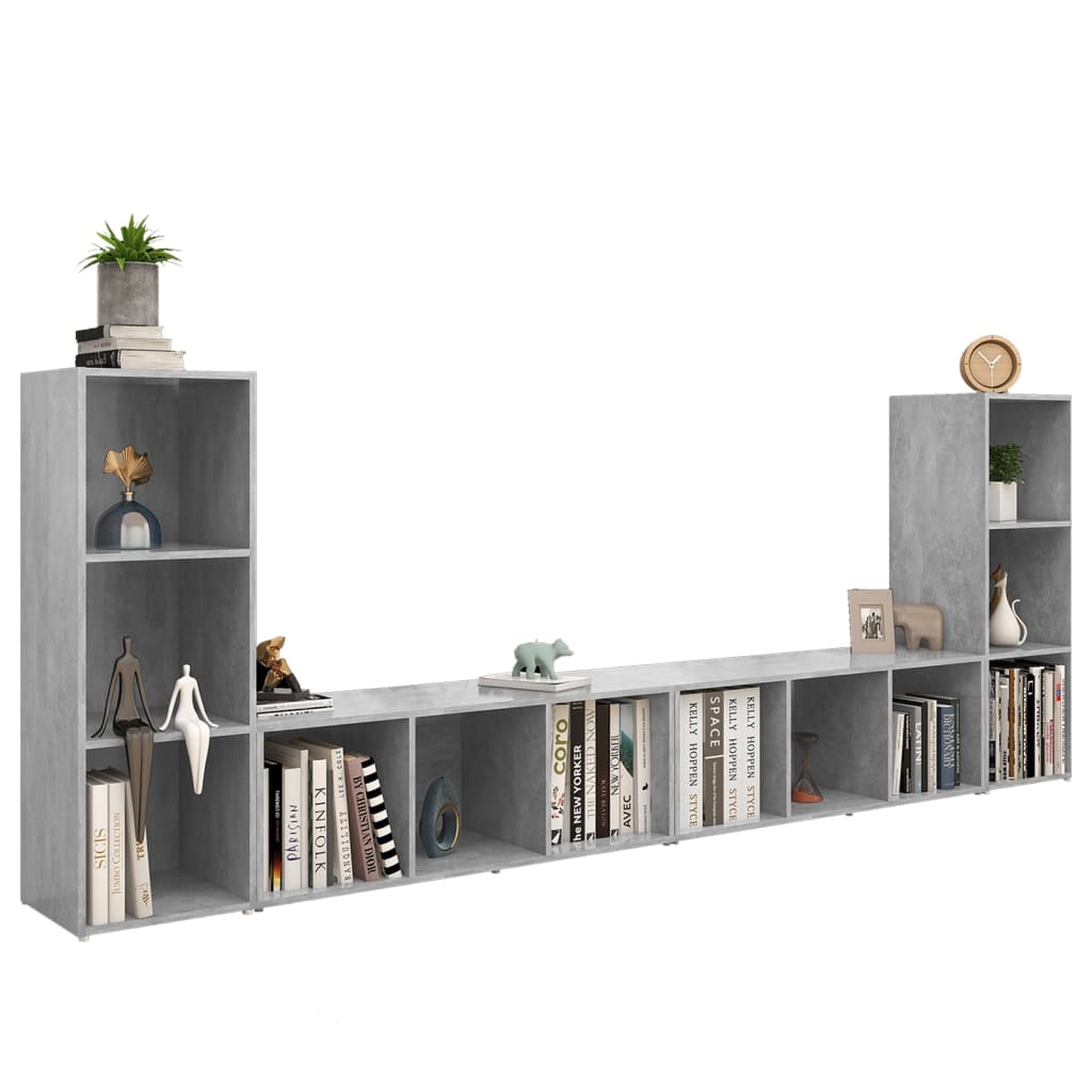 Tv Skříňky 4 Ks Betonově Šedé 107 X 35 X 37 Cm Dřevotříska