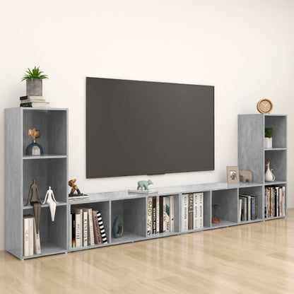 Tv Skříňky 4 Ks Betonově Šedé 107 X 35 X 37 Cm Dřevotříska