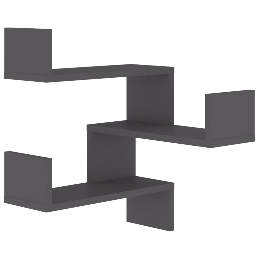 Nástěnná Rohová Police Šedá 40 X 40 X 50 Cm Dřevotříska