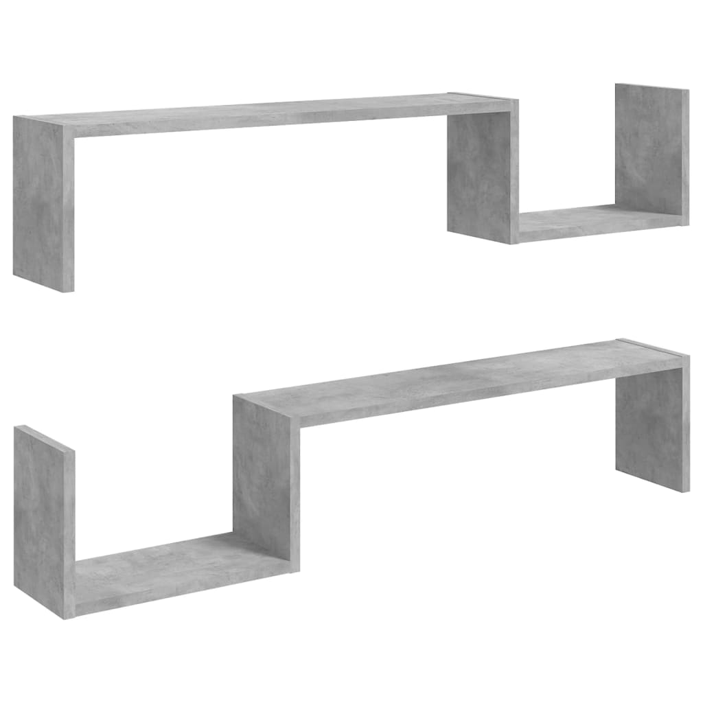 Nástěnné Police 2 Ks Betonově Šedé 100X15X20Cm Kompozitní Dřevo