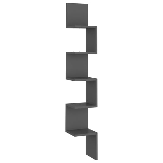 Nástěnná Rohová Police Šedá 20 X 20 X 127,5 Cm Dřevotříska