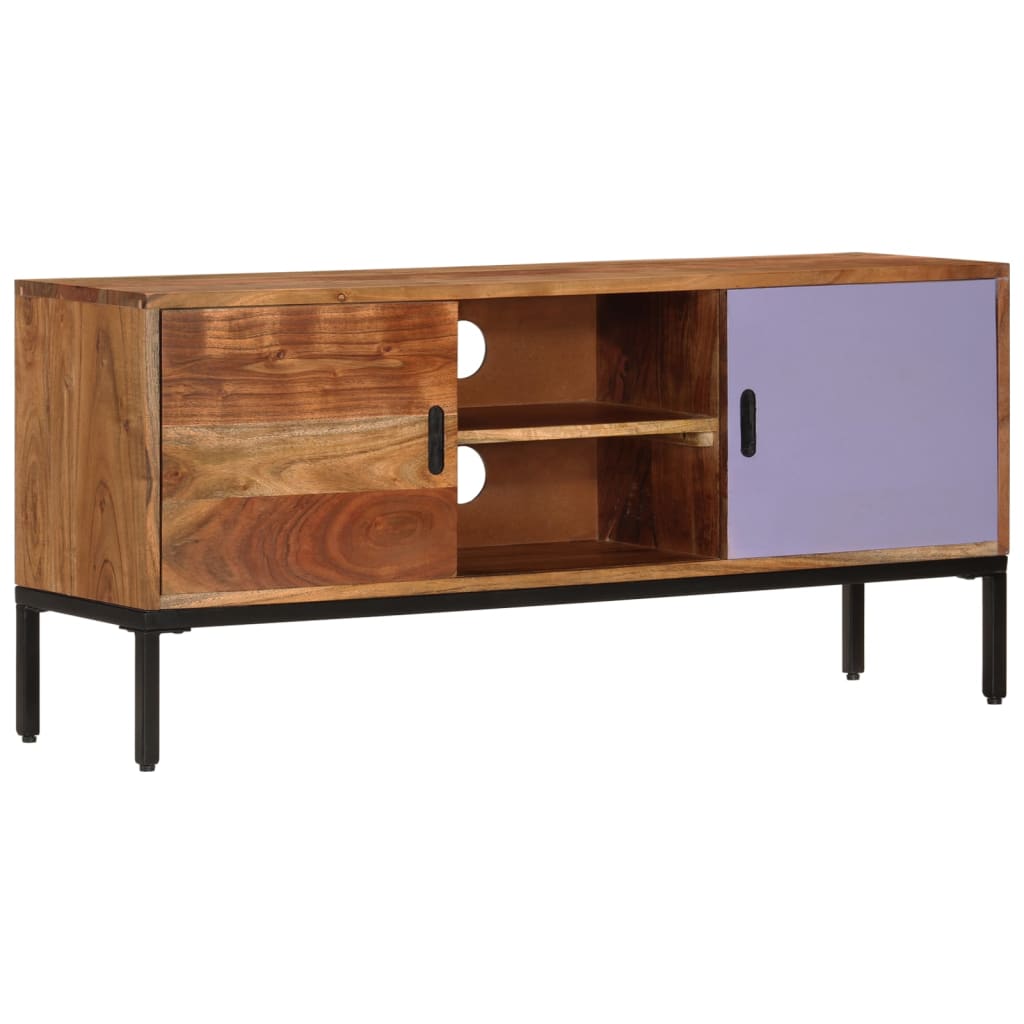 Tv Skříňka Medově Hnědá A Šedá 110 X 30 X 50 Cm Masivní Akácie