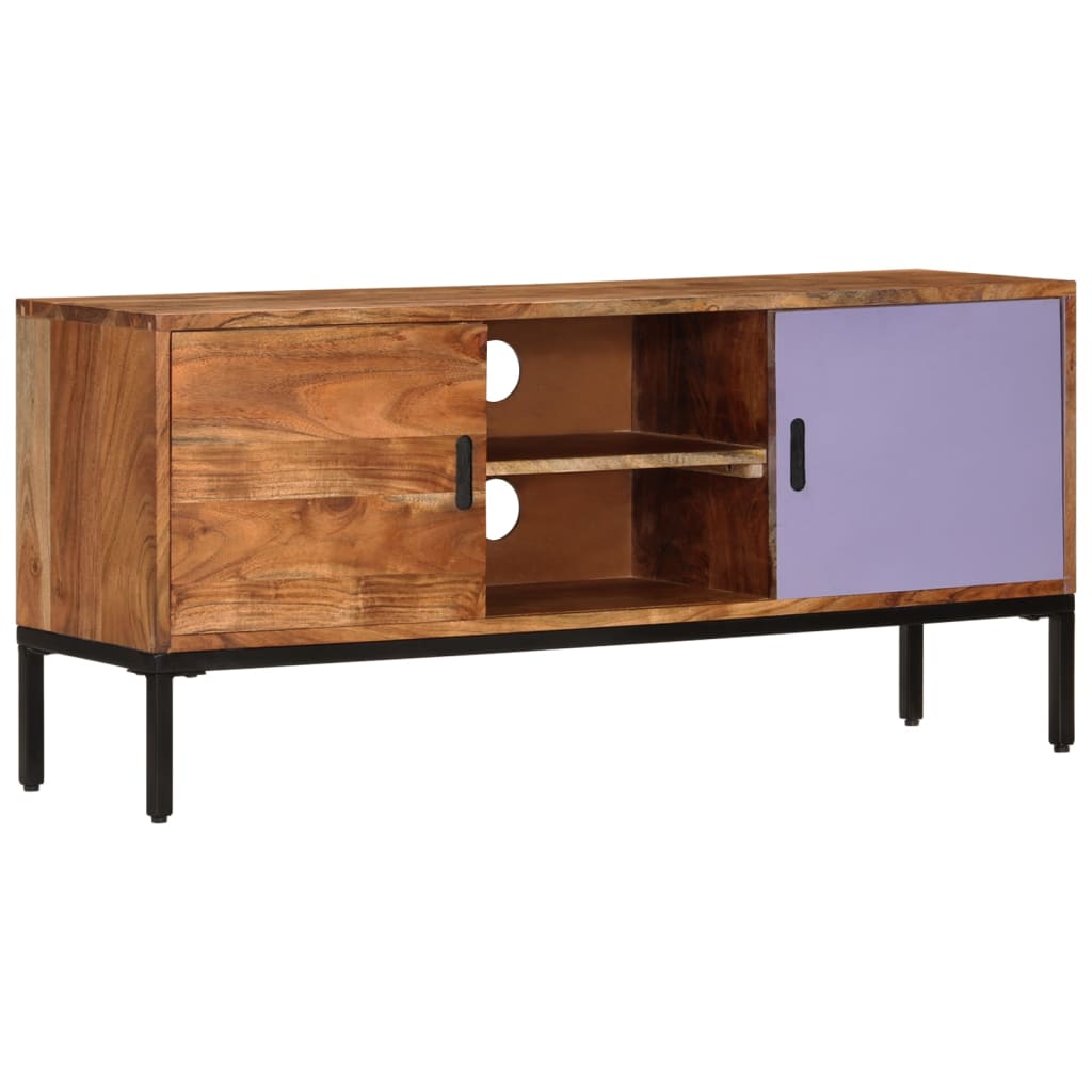 Tv Skříňka Medově Hnědá A Šedá 110 X 30 X 50 Cm Masivní Akácie
