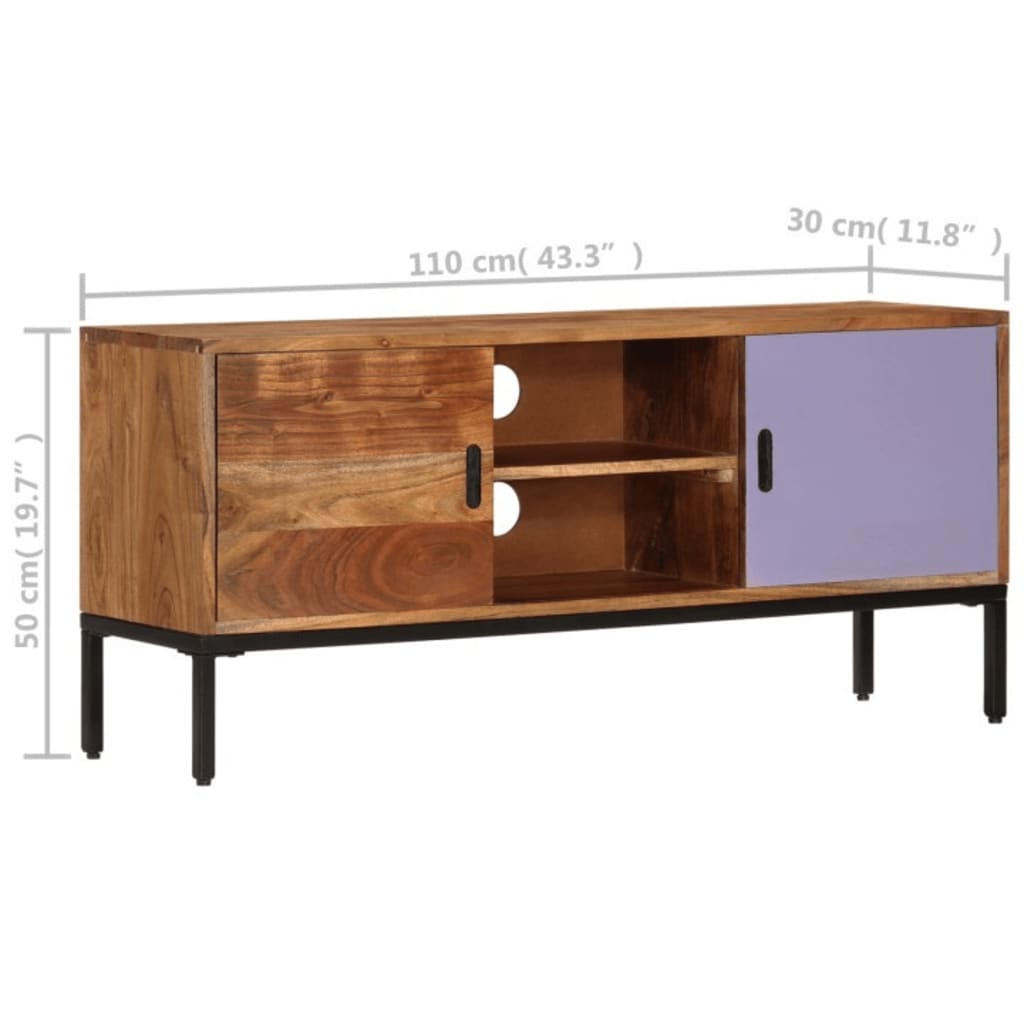 Tv Skříňka Medově Hnědá A Šedá 110 X 30 X 50 Cm Masivní Akácie