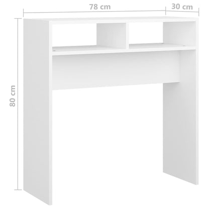 Konzolový Stolek Bílý 78 X 30 X 80 Cm Kompozitní Dřevo
