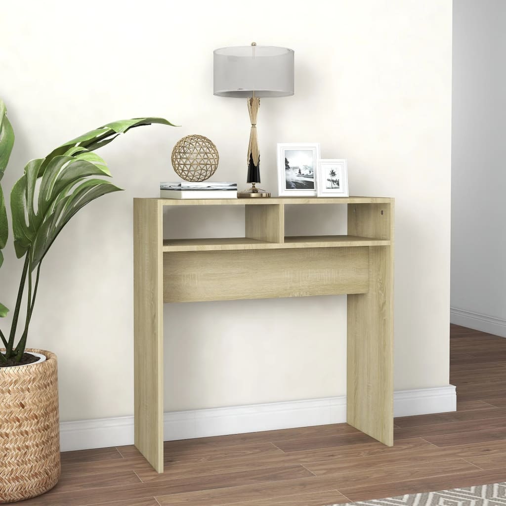 Konzolový Stolek Dub Sonoma 78 X 30 X 80 Cm Kompozitní Dřevo
