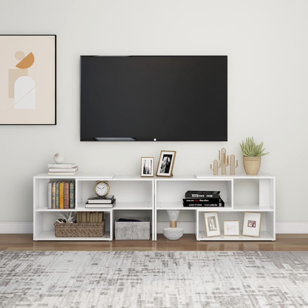 Tv Skříňka Bílá S Vysokým Leskem 149X30X52 Cm Kompozitní Dřevo