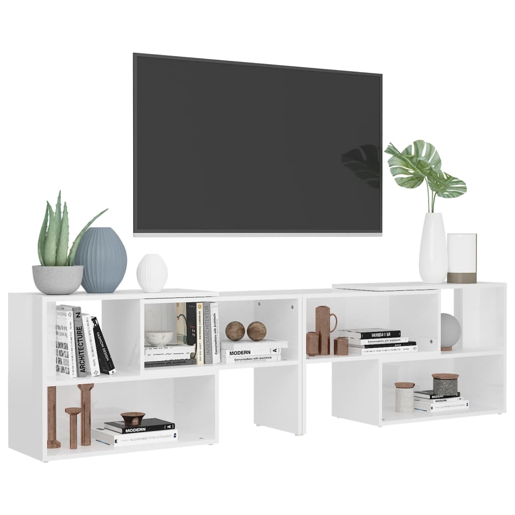 Tv Skříňka Bílá S Vysokým Leskem 149X30X52 Cm Kompozitní Dřevo