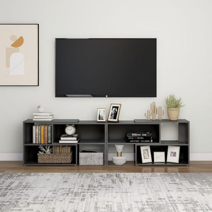 Tv Skříňka Šedá S Vysokým Leskem 149X30X52 Cm Kompozitní Dřevo