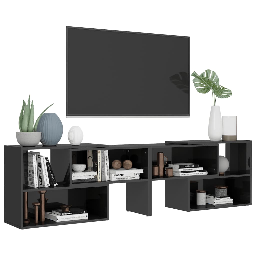 Tv Skříňka Šedá S Vysokým Leskem 149X30X52 Cm Kompozitní Dřevo
