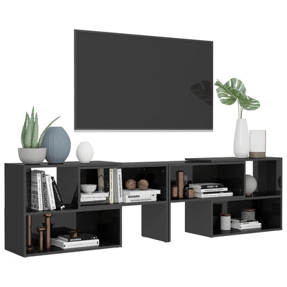 Tv Skříňka Šedá S Vysokým Leskem 149X30X52 Cm Kompozitní Dřevo