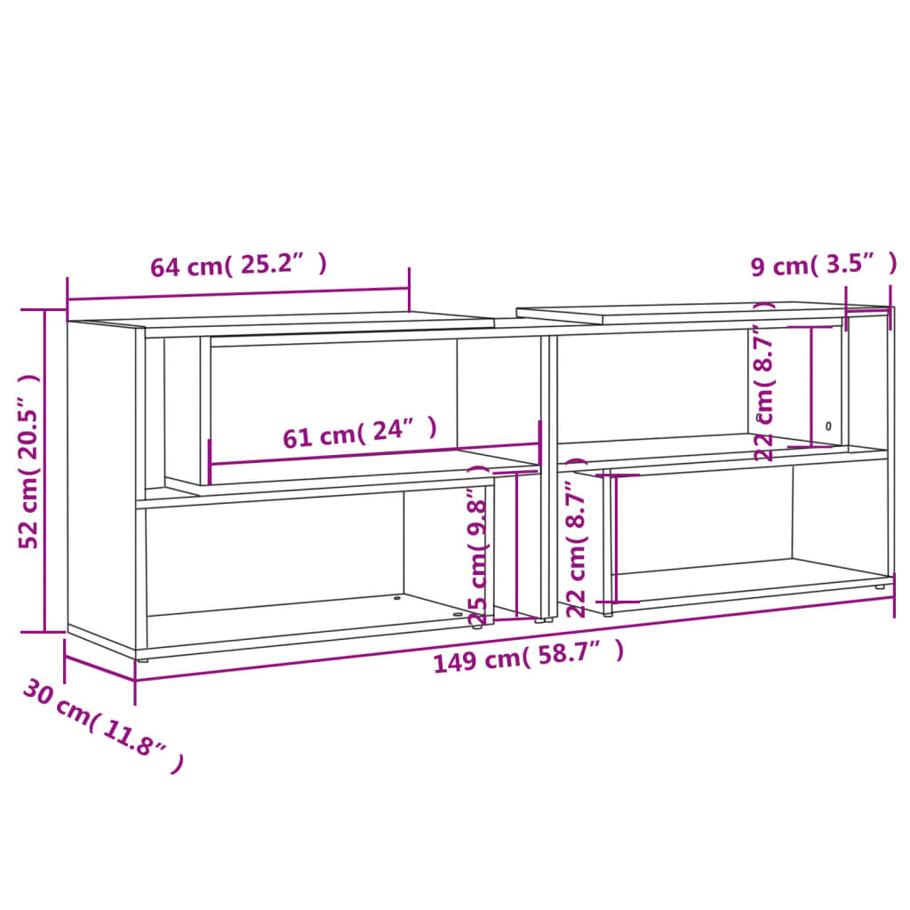 Tv Skříňka Šedá S Vysokým Leskem 149X30X52 Cm Kompozitní Dřevo