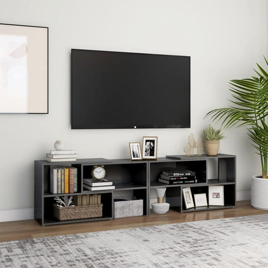 Tv Skříňka Šedá S Vysokým Leskem 149X30X52 Cm Kompozitní Dřevo