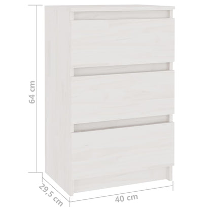 Noční Stolek Bílý 40 X 29,5 X 64 Cm Masivní Borové Dřevo