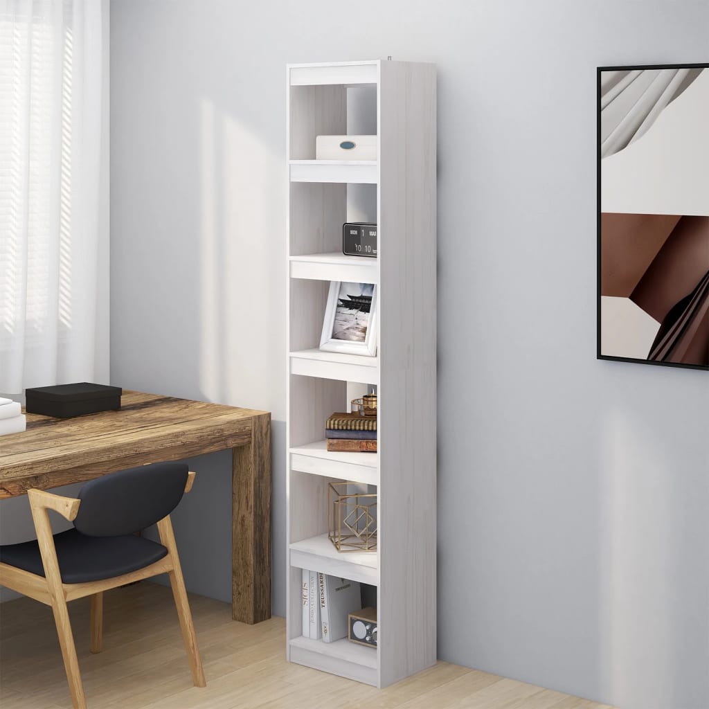 Knihovna / Dělicí Stěna 40X30X103,5 Cm Masivní Borovice Bílá