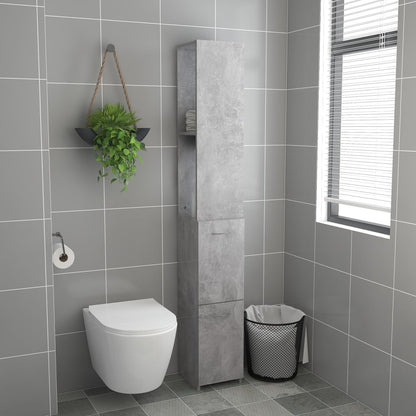 Koupelnová Skříňka Betonově Šedá 25X26,5X170Cm Kompozitní Dřevo
