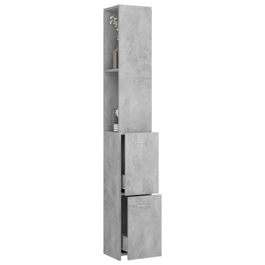 Koupelnová Skříňka Betonově Šedá 25X26,5X170Cm Kompozitní Dřevo