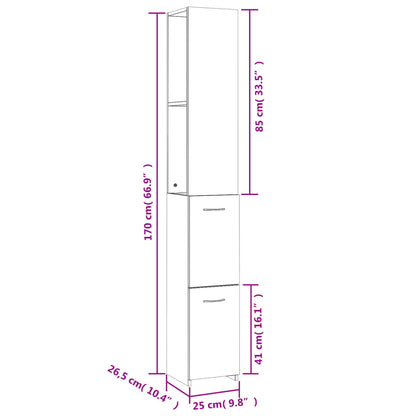 Koupelnová Skříňka Betonově Šedá 25X26,5X170Cm Kompozitní Dřevo