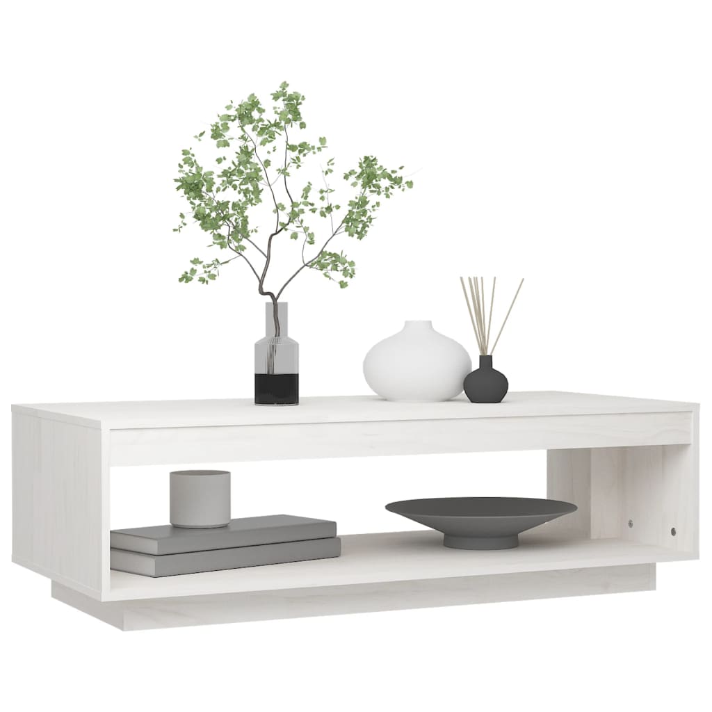 Konferenční Stolek Bílý 110 X 50 X 33,5 Cm Masivní Borové Dřevo