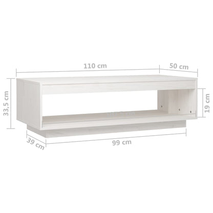 Konferenční Stolek Bílý 110 X 50 X 33,5 Cm Masivní Borové Dřevo