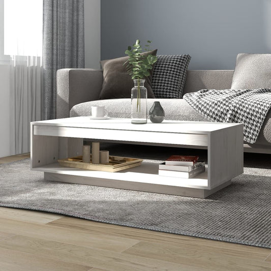 Konferenční Stolek Bílý 110 X 50 X 33,5 Cm Masivní Borové Dřevo