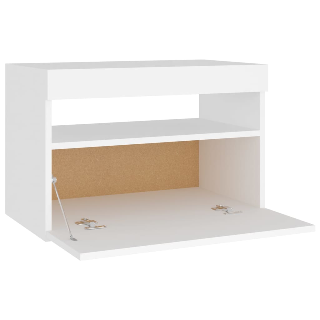 Noční Stolek S Led Osvětlením Bílý 60X35X40 Kompozitní Dřevo