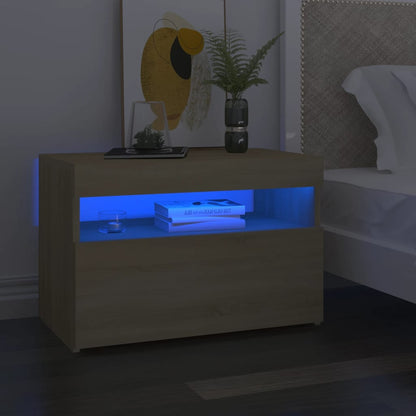 Noční Stolek S Led Osvětlením Bílý 60X35X40 Kompozitní Dřevo