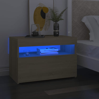 Noční Stolek S Led Osvětlením Bílý 60X35X40 Kompozitní Dřevo