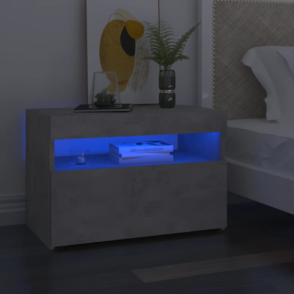 Noční Stolek S Led Osvětlením Bílý 60X35X40 Kompozitní Dřevo