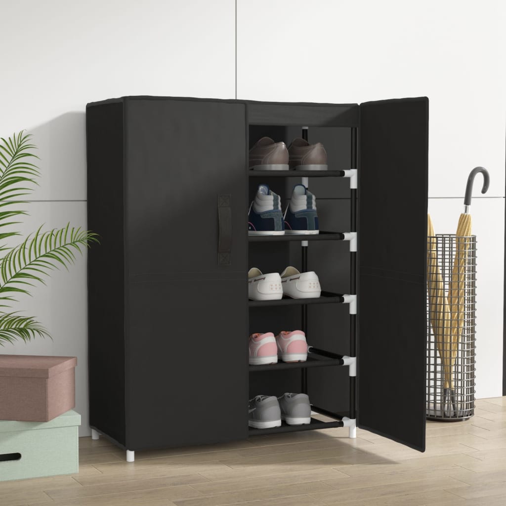 Botník S Potahem Černý 60 X 30 X Textil Černá