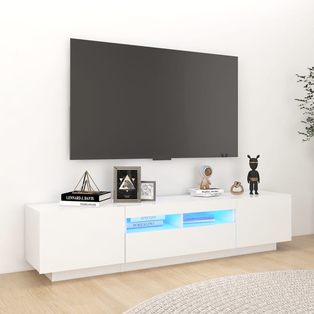 2Dílný Set Tv Skříněk S Led Světly Kompozitní Dřevo