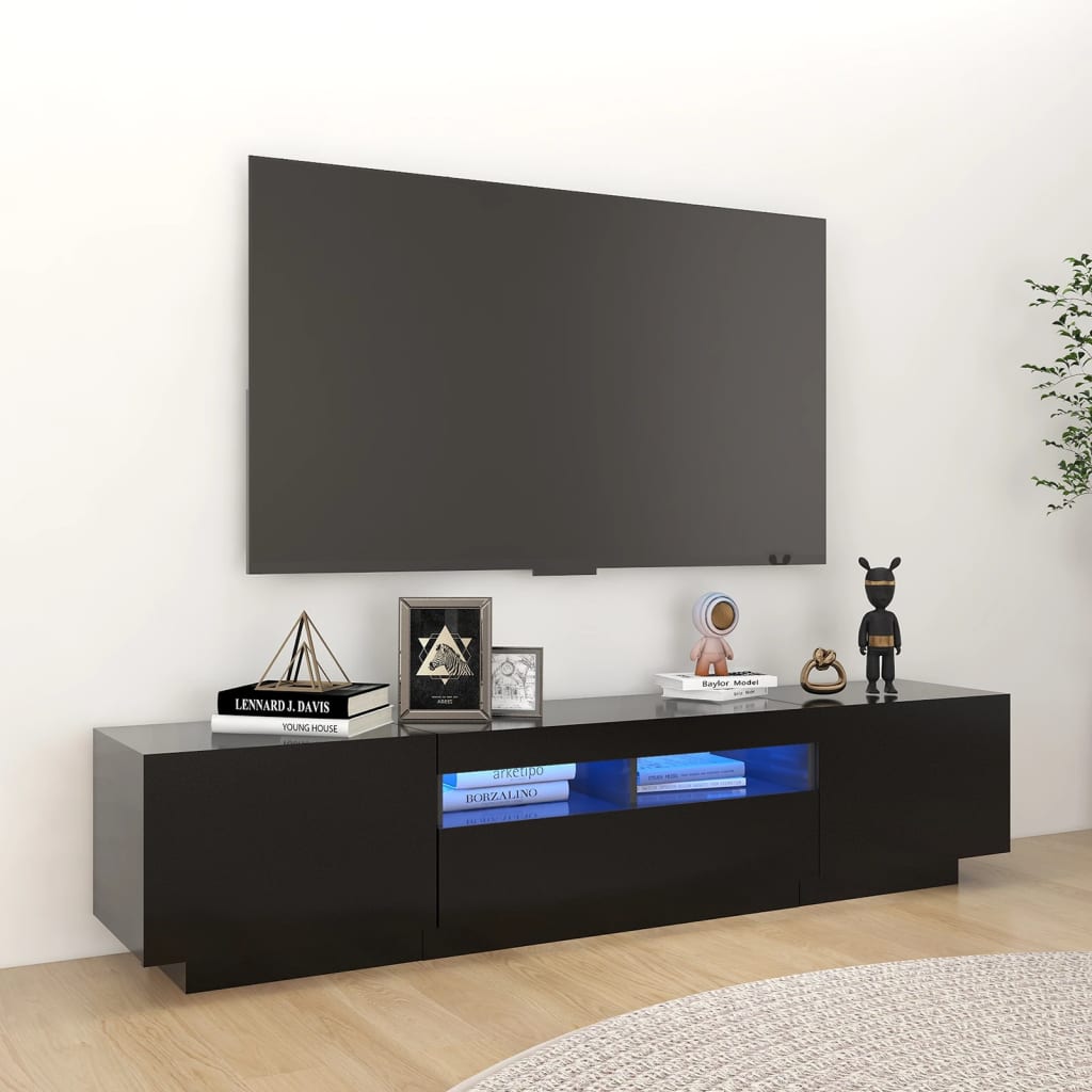 2Dílný Set Tv Skříněk S Led Světly Kompozitní Dřevo