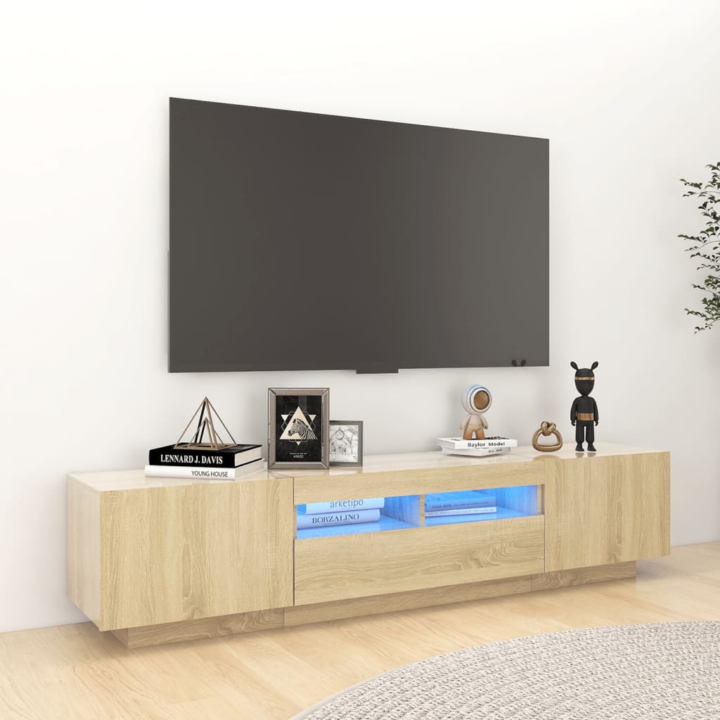 2Dílný Set Tv Skříněk S Led Světly Kompozitní Dřevo