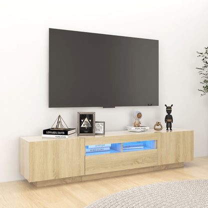 2Dílný Set Tv Skříněk S Led Světly Kompozitní Dřevo