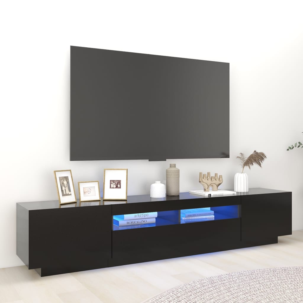 2Dílný Set Tv Skříněk S Led Světly Kompozitní Dřevo