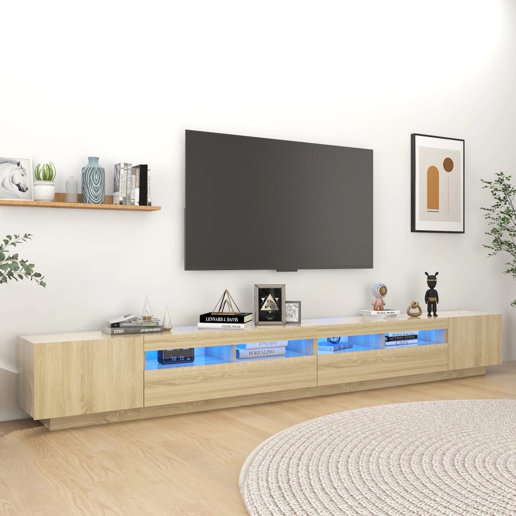 3Dílný Set Tv Skříněk S Led Světly Kompozitní Dřevo