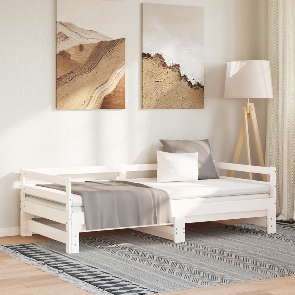 Výsuvná Válenda Šedá Masivní Borovice 2 X (90 X 200) Cm