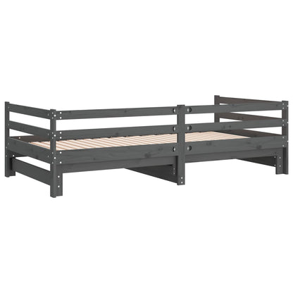 Výsuvná Válenda Šedá Masivní Borovice 2 X (90 X 200) Cm